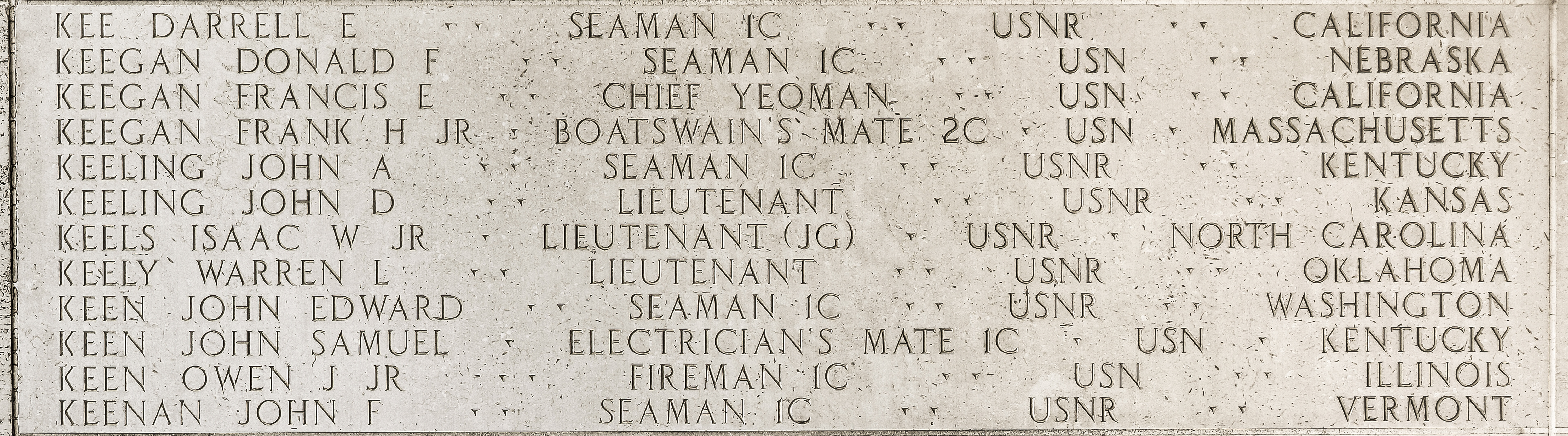 Donald F. Keegan, Seaman First Class